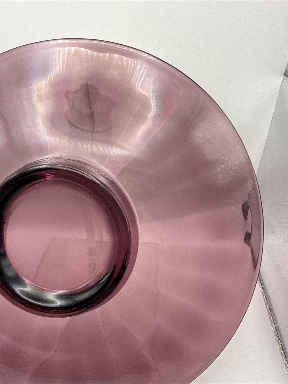 Vintage Amethyst Purple Glass 11" Platter Large Flat Optic Ribs Charger Plate - Picture 9 of 11